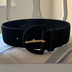 MaxMara Black Suede Leather Wide Belt